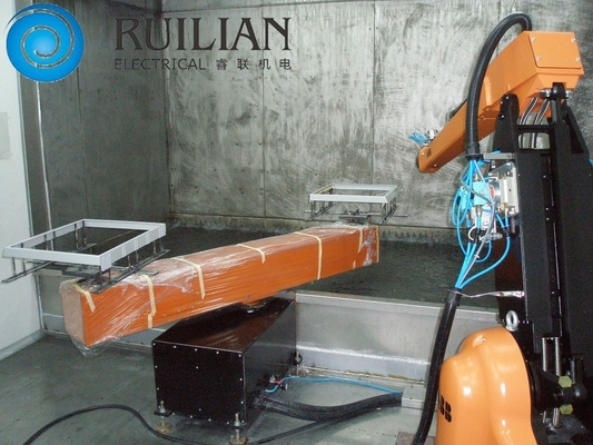 15KW Sprey Boyama Ekipmanları Yapay Otomatik Çift İstasyonlu Robot Püskürtme Hattı